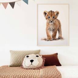 Lion Print, Cub Nursery Decor, Gender Neutral Animal Poster, Illustration, Safari Print - thumbnail 2