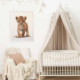 Lion Print, Cub Nursery Decor, Gender Neutral Animal Poster, Illustration, Safari Print - thumbnail 3