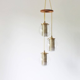 Globe Chandelier, 3 Hanging Clear Pendants With Gold Shade Inserts, Waterfall Spiral Bootsngus Modern Lighting & Decor - thumbnail 3