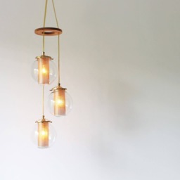 Globe Chandelier, 3 Hanging Clear Pendants With Gold Shade Inserts, Waterfall Spiral Bootsngus Modern Lighting & Decor - thumbnail 4