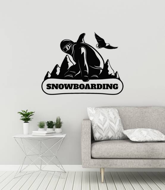 Snowboarding Vinyl Wall Decal Snowboarder Winter Extreme Sports Stickers Mural - #3090Di - image 1