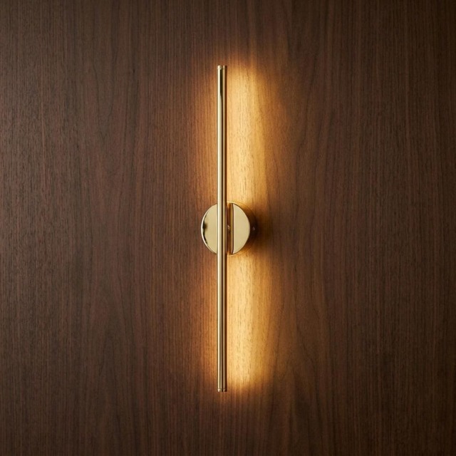 Modern Polished Brass Linear Wall Sconce Minimalist Led Light For Living Room & Bedroom, Luxury Handcrafted Gold Finish Lighting - image 1