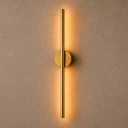 Modern Polished Brass Linear Wall Sconce Minimalist Led Light For Living Room & Bedroom, Luxury Handcrafted Gold Finish Lighting - thumbnail 3