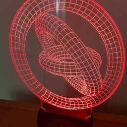 3 Circles Led Lamp, Personalized 3D Illusion , 15 Colors Changing Led Lamp With Remote Controller Handmade Products Etched in UK - thumbnail 2