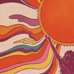 Sun Goddess Art Print - Retro Print, Colourful Wall Decor, Sunshine 70's Art, Bold Funky Boho Home Vibrant Poster, Feminine, Sea - thumbnail 2
