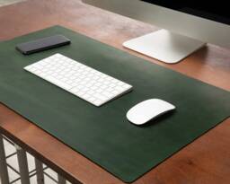 Leather Desk Mat in Green - Large Mousepad, Writing Pad, Blotter