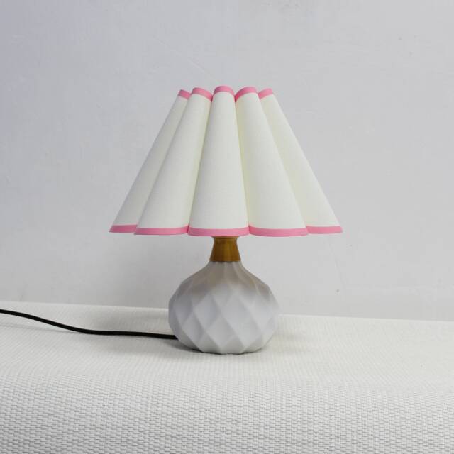 Handmade Beige Fabric Lampshade Ceramic Table Lamp-6# - image 1