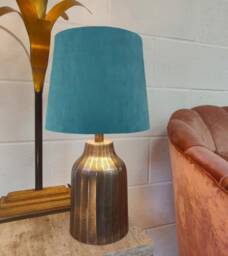 Teal French Drum Lampshade in Velvet Conical Tapered Lamp Shade