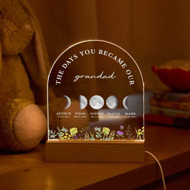 Personalised Grandad Moon Phase Lamp, Custom Grandchildren Acrylic Night Light, Family Keepsake Gift - image 1