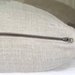 Handwoven Raw Cotton Lumbar Pillow Cover, Natural Ivory Accent 14x24 - thumbnail 4