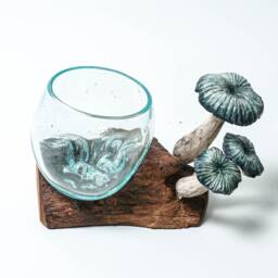 Molten Glass 4 Inch/10 cm, Blown Glass, Melted Glass, Terrarium, Hand Recycled Succulent Planter, Office Decor, Gift For Mom - thumbnail 3