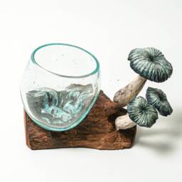 Molten Glass 4 Inch/10 cm, Blown Glass, Melted Glass, Terrarium, Hand Recycled Succulent Planter, Office Decor, Gift For Mom - thumbnail 4