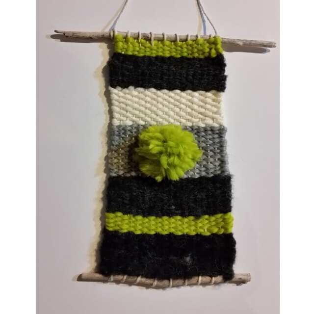 Lime Green, Black & Grey Woven Wall Hanging - image 1