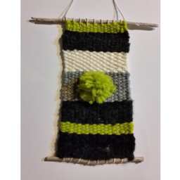 Lime Green, Black & Grey Woven Wall Hanging
