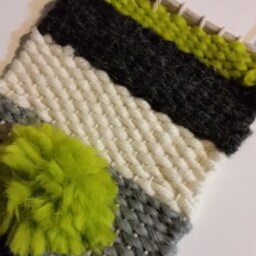 Lime Green, Black & Grey Woven Wall Hanging - thumbnail 3