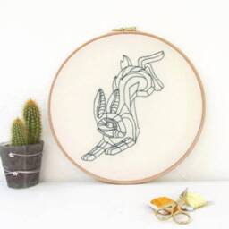 Rabbit Hand Embroidery Hoop Art - Woodland Animal Decor Wall Hanging Nursery Or Gift For Lover Handmade in The UK - thumbnail 3