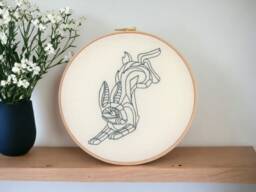 Rabbit Hand Embroidery Hoop Art - Woodland Animal Decor Wall Hanging Nursery Or Gift For Lover Handmade in The UK - thumbnail 1
