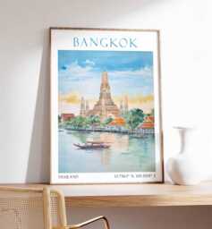 Bangkok Travel Print, Poster, Asian Southeast Asia Decor, Thailand Wall Art, Home Decor - thumbnail 1