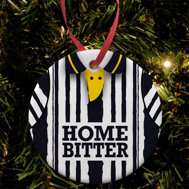 Notts County Home 1993 Retro Shirt Kit Christmas Tree Decoration Bauble Flat Ceramic Great Gift