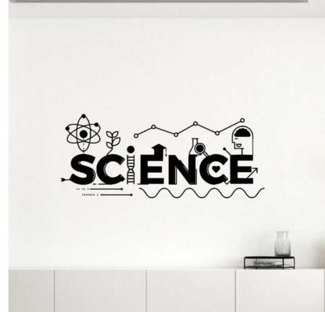 Science Wall Decal Vinyl Sticker School Education Home Office Scientist Gift Art Design Murals Stem Lab Classroom Teacher Interior 5Nr - image 1