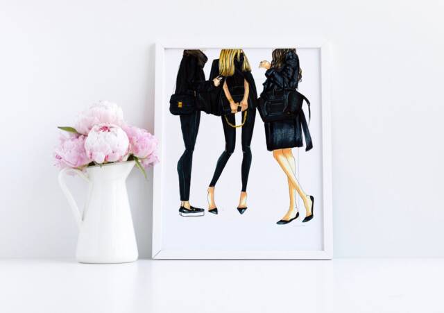Ladies in Black - Fashion Illustration Print Art - Fashion Prints Home Decor Wall By Melsy's Illustration's - image 1