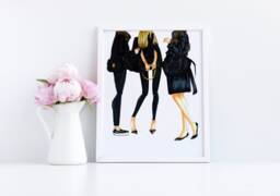 Ladies in Black - Fashion Illustration Print Art - Fashion Prints Home Decor Wall By Melsy's Illustration's - thumbnail 1