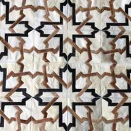 Cowhide Rug Patchwork Design in White & Brown - Handmade - thumbnail 2
