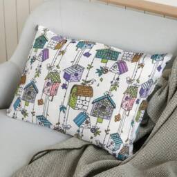 "Shabby Style Birdhouse Pattern Cushion Cover Throw Pillow. 18""/20" - thumbnail 3