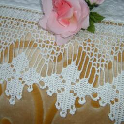 White Lace For Crochet Border. Cotton Border With Flowers & Bows. Crochet Romantic House-cm.50xcm.16-On Reservation - thumbnail 2