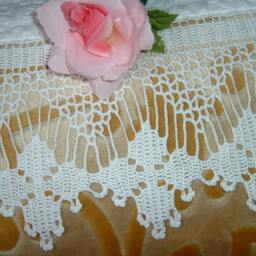 White Lace For Crochet Border. Cotton Border With Flowers & Bows. Crochet Romantic House-cm.50xcm.16-On Reservation - thumbnail 3