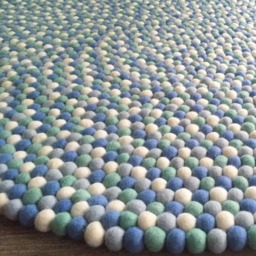 Nursery Rug - Little Boy Blue Free Shipping Felt Ball Decor Play Mat Wool Pom - thumbnail 1
