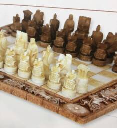 Chess Board Alabaster Set Ancient Greece Themed Chessboard 35x35 - thumbnail 1
