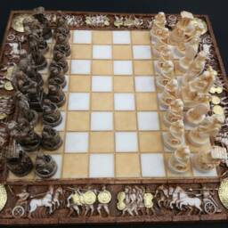 Chess Board Alabaster Set Ancient Greece Themed Chessboard 35x35 - thumbnail 2