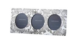 Peacock Feathers Pewter Triple Photo Frame - Handmade in UK - thumbnail 1