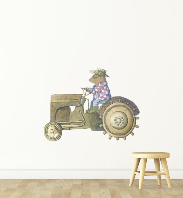 Mr Mole Man Driving Tractor Wall Sticker Decal - Kids Stickers, Animals Childrens Decals, Art, Room