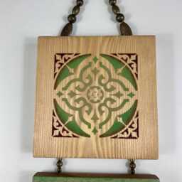 Moroccan Style Long Wall Hanging in Shades Of Green & Bronze - thumbnail 3