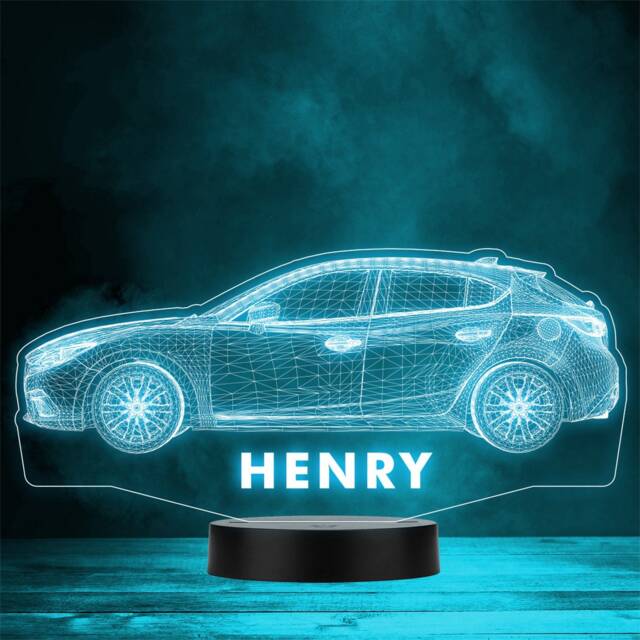 3D Effect Sports Car Motor Fan Personalised Gift Colour Change Led Night Light - image 1