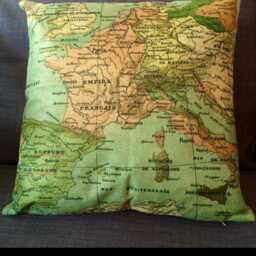 Vintage Map Cushion Covers - Various Styles Travel Decor - 40x40cm - thumbnail 2