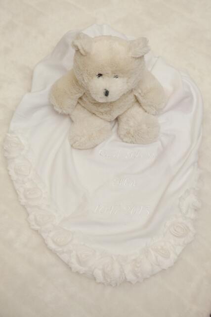 Baby Girl Personalized Christening Blanket Special Occasion White Receiving - image 1