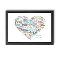 99 Names Of Allah Wall Art, Islamic Heart Shape Calligraphy Print, Muslim Home Decor - thumbnail 2
