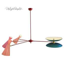 Mid Century Modern Colorful Chandelier - Stilnovo Style Multi-Arm Pendant Light Retro Italian Ceiling Fixture Dining Room Lighting - thumbnail 3