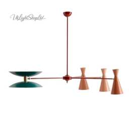 Mid Century Modern Colorful Chandelier - Stilnovo Style Multi-Arm Pendant Light Retro Italian Ceiling Fixture Dining Room Lighting - thumbnail 2