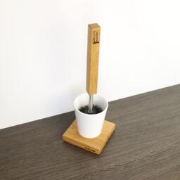 Woodkopf Toilet Brush Holder, Oak, Ceramic, Set, Holder Lina Made Of Solid Wood - thumbnail 1