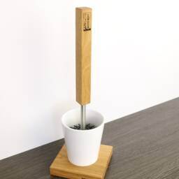 Woodkopf Toilet Brush Holder, Oak, Ceramic, Set, Holder Lina Made Of Solid Wood - thumbnail 2