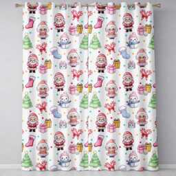 Cute Santa Snowman Gifts Candy Cane White Background Seamless Pattern Readymade Eyelet Ring Top Thermal 100% Blackout Curtains - thumbnail 2