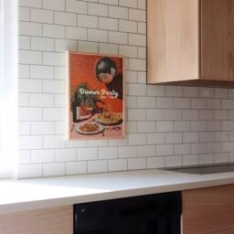 Dinner Party 7Pm Till Late Trendy Retro Print - Disco Ball, 90S Cool Kitchen Dining Room Funky Colourful Wall Art Poster, Wine - thumbnail 2