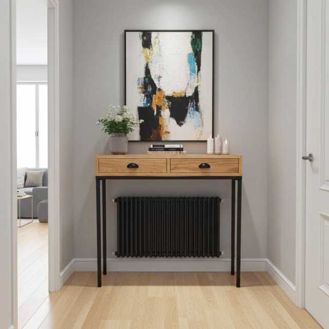 Oak Console Table With Drawers Handmade Slim Entryway - image 1