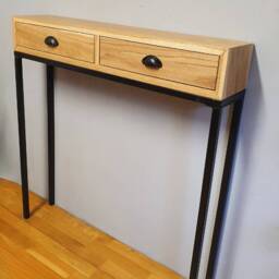 Oak Console Table With Drawers Handmade Slim Entryway - thumbnail 4