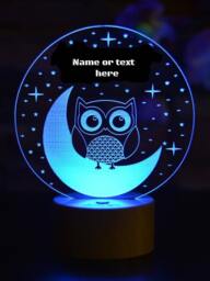 Owl On The Moon, 3D Illusion Smart App Control 3D Night Light Bluetooth, Music, 7&16M Color Mobile App, Made in UK