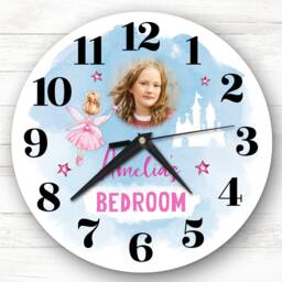 Girls Princess Fairy Photo Custom Gift Personalised Clock - thumbnail 1